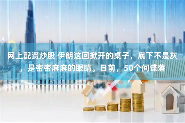 网上配资炒股 伊朗这回掀开的桌子，底下不是灰，是密密麻麻的眼睛。日前，50个间谍落